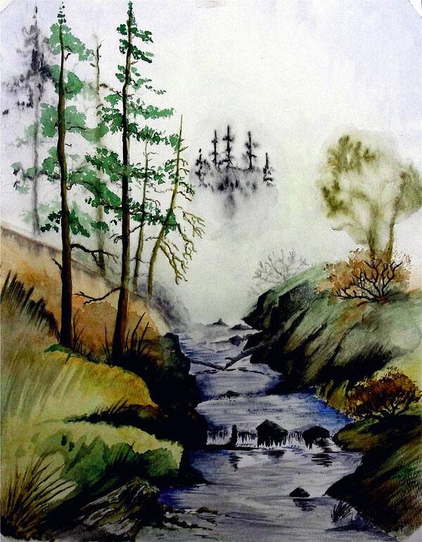 Creek Poster featuring the painting Misty Creek #1 by Jimmy Smith
