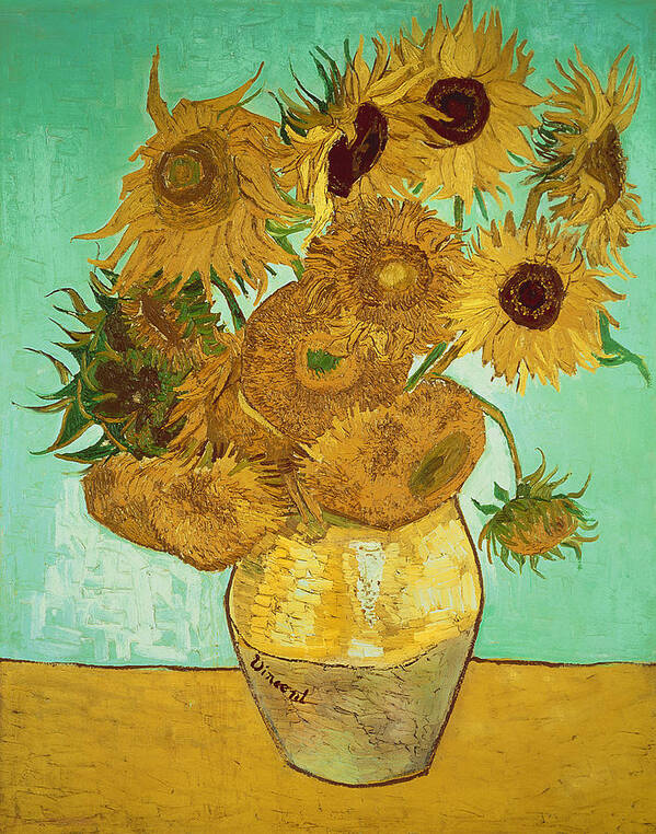 #faatoppicks Poster featuring the painting Sunflowers by Van Gogh by Vincent Van Gogh