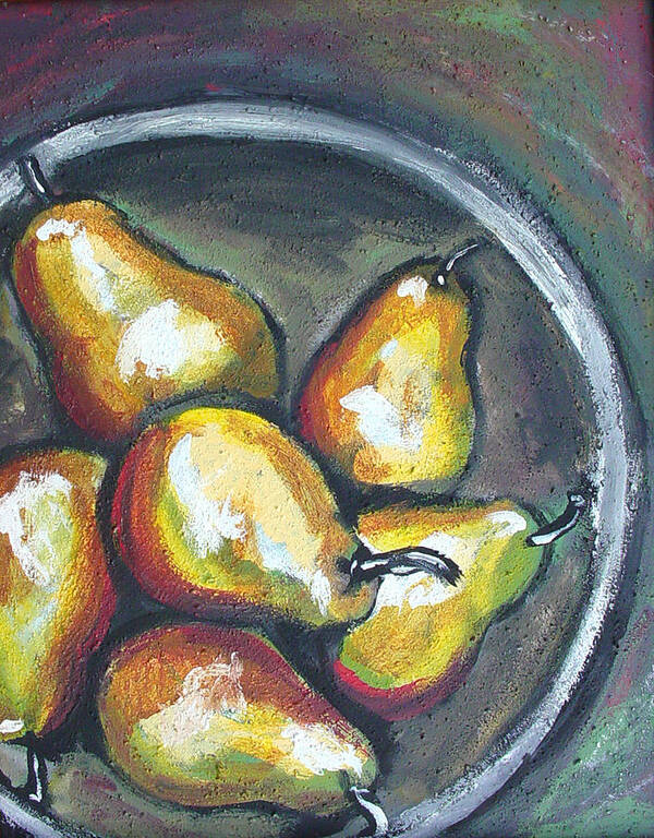 Pears Poster featuring the painting Yellow Pears #1 by Sarah Crumpler