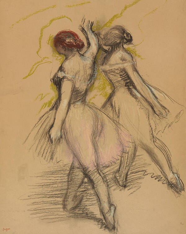 Degas Poster featuring the drawing Two Dancers by Edgar Degas