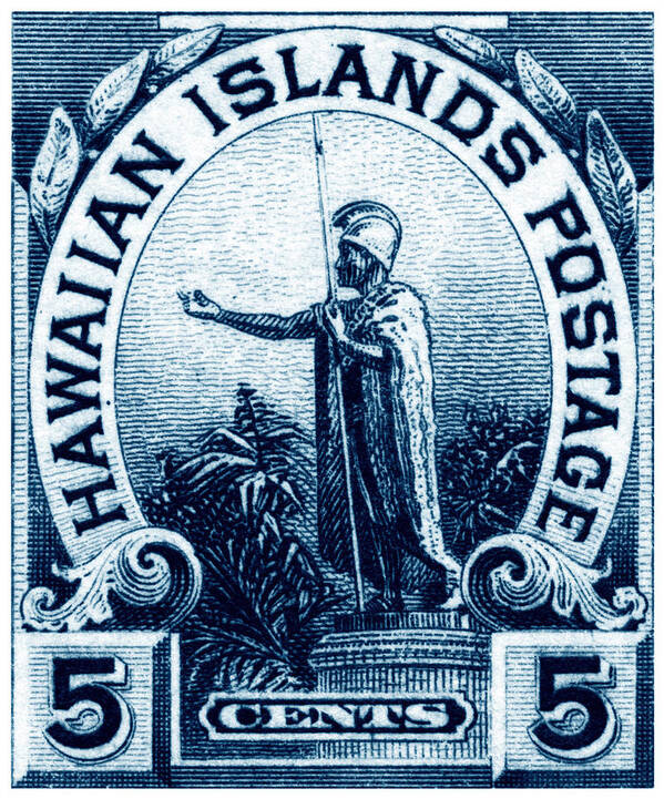 Kingdom Of Hawaii Poster featuring the painting 1899 Statue of Kamehameha Stamp by Historic Image