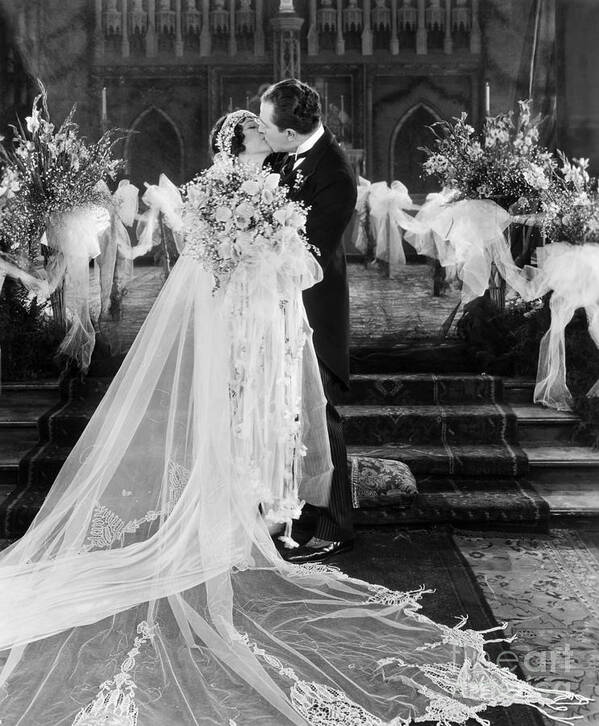 -weddings & Gowns- Poster featuring the photograph Silent Film Still: Wedding #4 by Granger