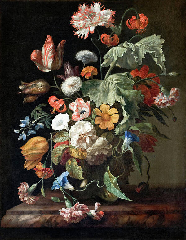 Rachel Poster featuring the painting Still Life with Flowers #5 by Rachel Ruysch