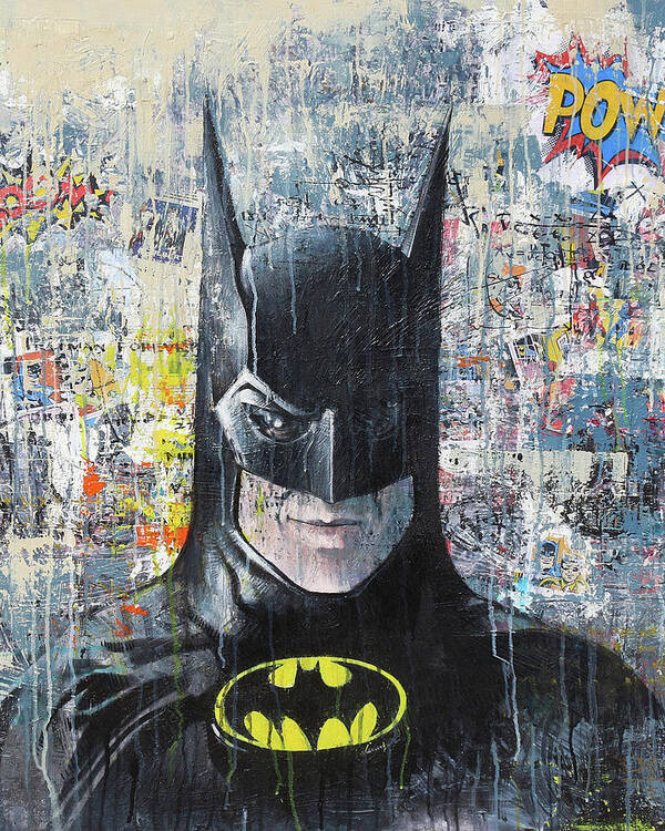 Superheroes Poster featuring the painting Batman #6 by Art Popop