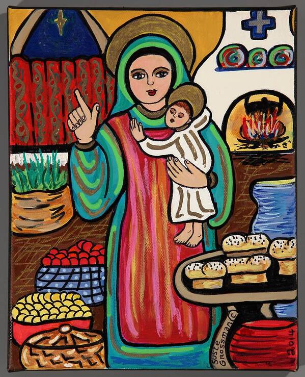Mary And Child Jesus Poster featuring the painting Kitchen Madonna #9 by Susie Grossman