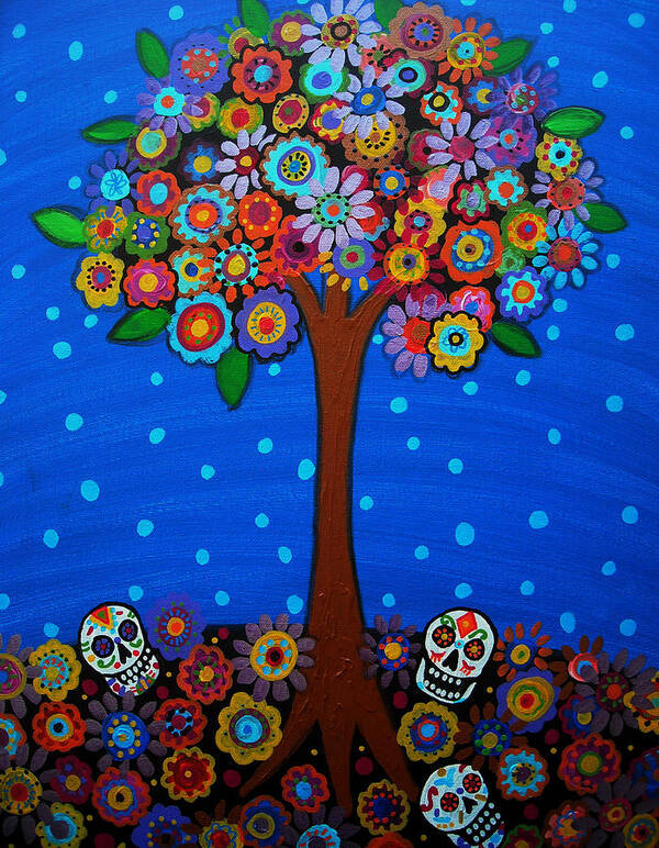 Dia Poster featuring the painting Day Of The Dead #8 by Pristine Cartera Turkus