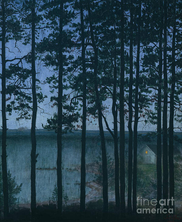 Harald Sohlberg Poster featuring the painting A house by the coast by O Vaering