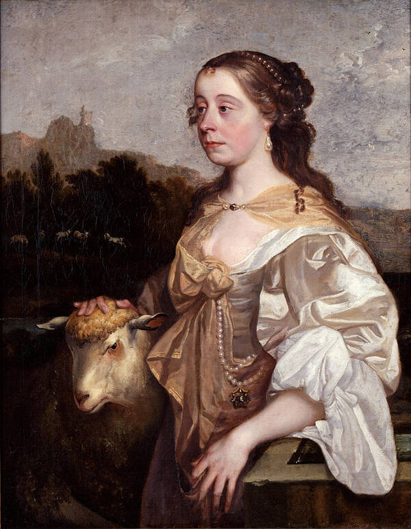 John Greenhill Poster featuring the painting A Lady as a Shepherdess by John Greenhill