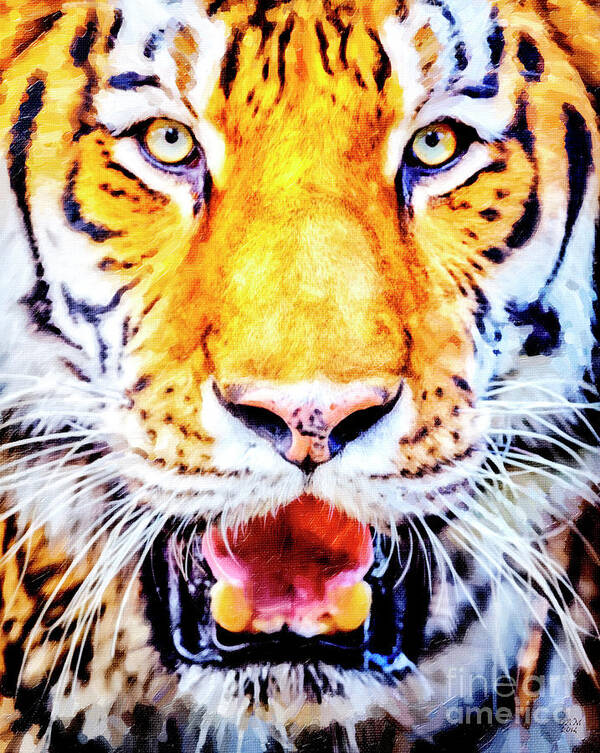 Tiger Art Poster featuring the painting A look into the tiger's eyes Large Canvas Art, Canvas Print, Large Art, Large Wall Decor, Home Decor by David Millenheft