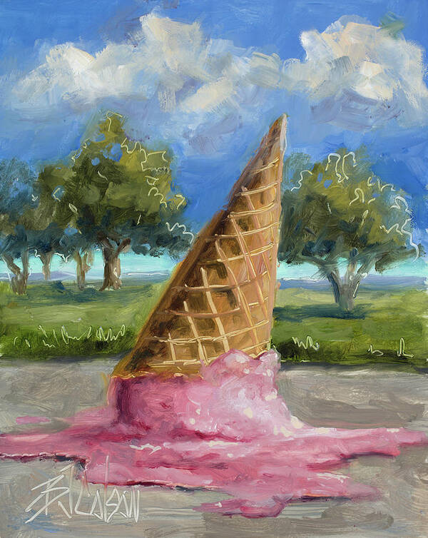 Ice Cream Poster featuring the painting A Mid Summer Tragedy by Billie Colson