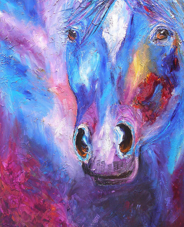 Horse Poster featuring the painting Abstract Blue Horse by Mary Jo Zorad