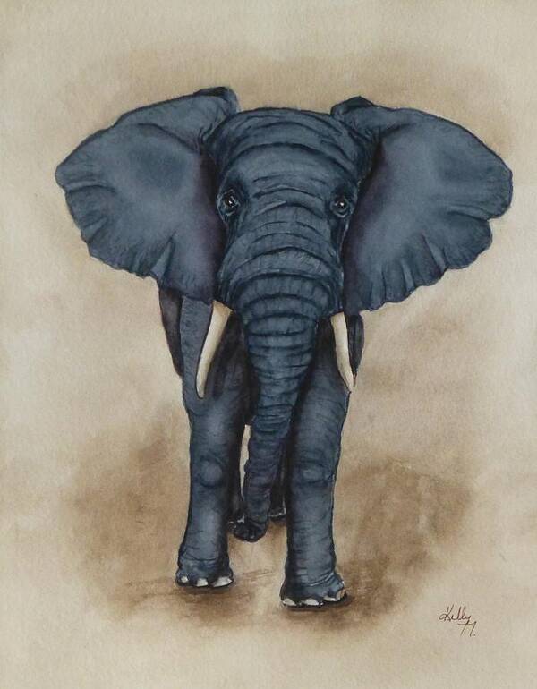 African Elephant Poster featuring the painting African Elephant by Kelly Mills