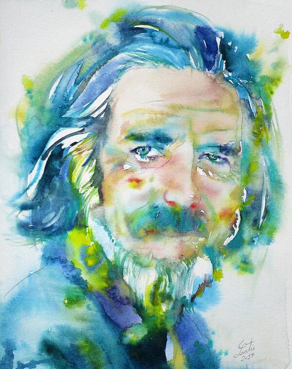 Alan Watts Poster featuring the painting ALAN WATTS - watercolor portrait.4 by Fabrizio Cassetta