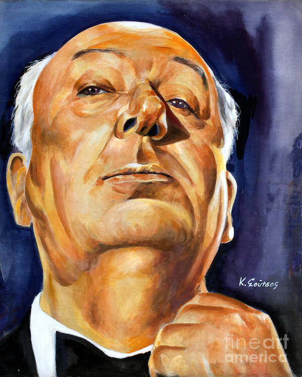 Alfred Hitchcock Poster featuring the painting Alfred Hitchcock by Star Portraits Art