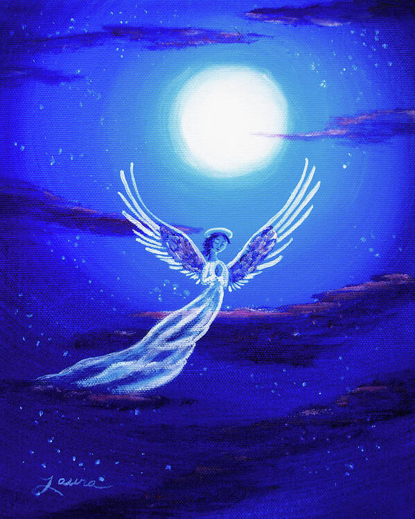 Angel Poster featuring the painting Angel in Blue Starlight by Laura Iverson