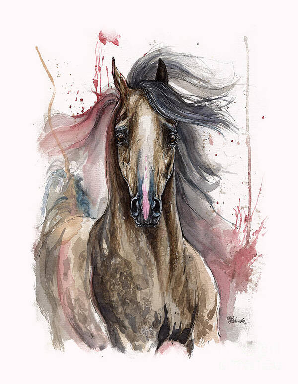 Horse Poster featuring the painting Arabian horse 2013 10 15 by Ang El