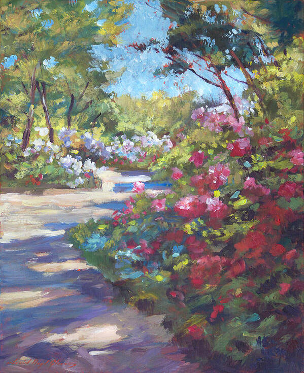 Landscape Poster featuring the painting Arboretum Garden Path by David Lloyd Glover