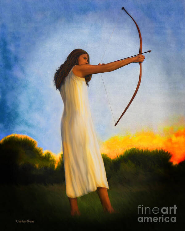 Archer Art Poster featuring the photograph Woman Shoots Bow and Arrow by Constance Woods