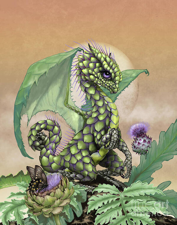 Artichoke Poster featuring the digital art Artichoke Dragon by Stanley Morrison
