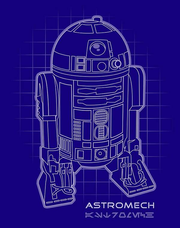 Droid Poster featuring the digital art Astromech Blueprint by Edward Draganski