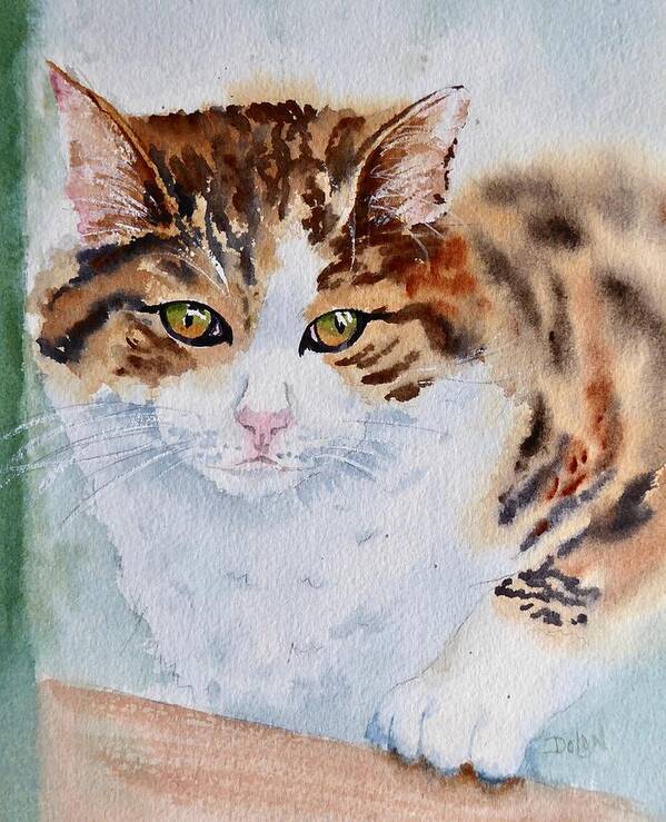 Cat Portrait Poster featuring the painting At the Window by Pat Dolan