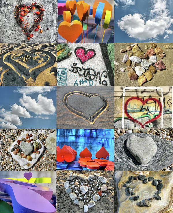 Heart Poster featuring the photograph Awesome Hearts - Collage by Daliana Pacuraru