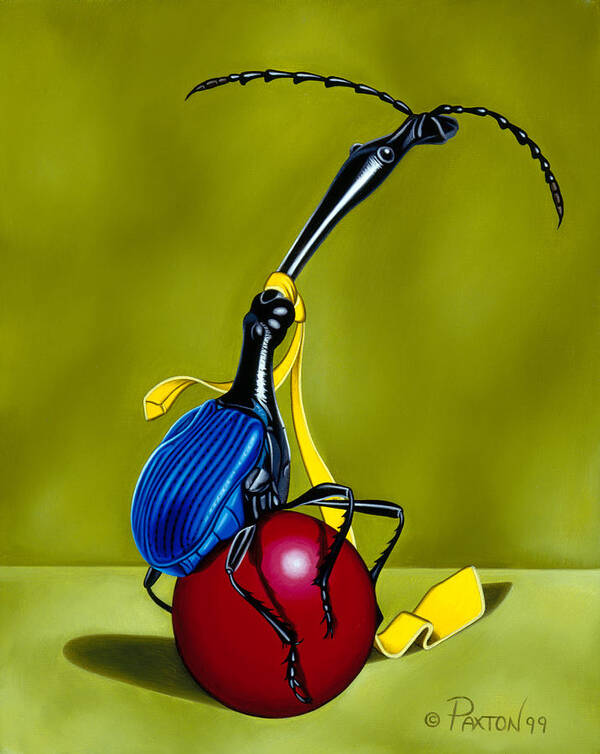 Giraffe Beetle Poster featuring the painting Balancing Act by Paxton Mobley