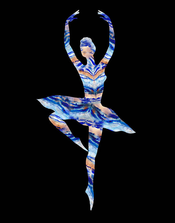 Blue Agate Poster featuring the painting Ballerina Silhouette Blue Agate Dance by Irina Sztukowski