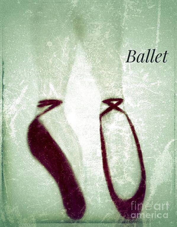 Ballet Shoes Illustration Textured Poster featuring the photograph Ballet Shoes Illustration Textured by Susan Garren