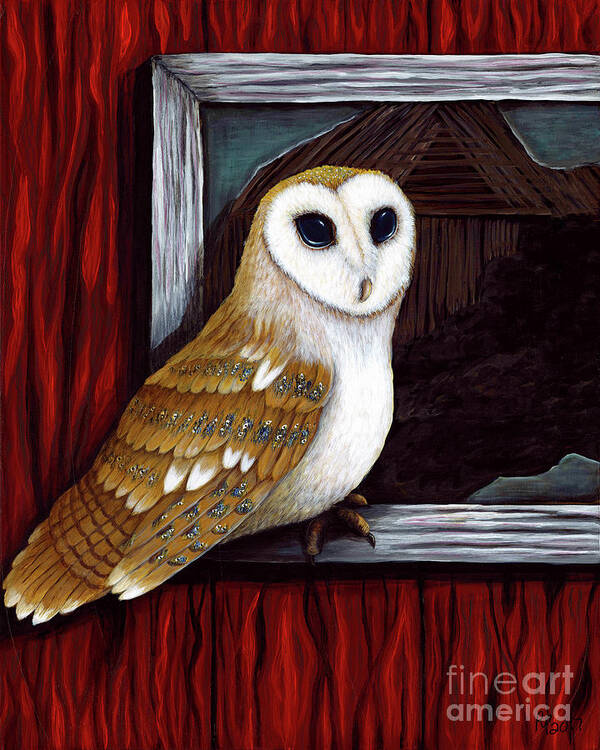 Barn Poster featuring the painting Barn Owl Beauty by Rebecca Parker