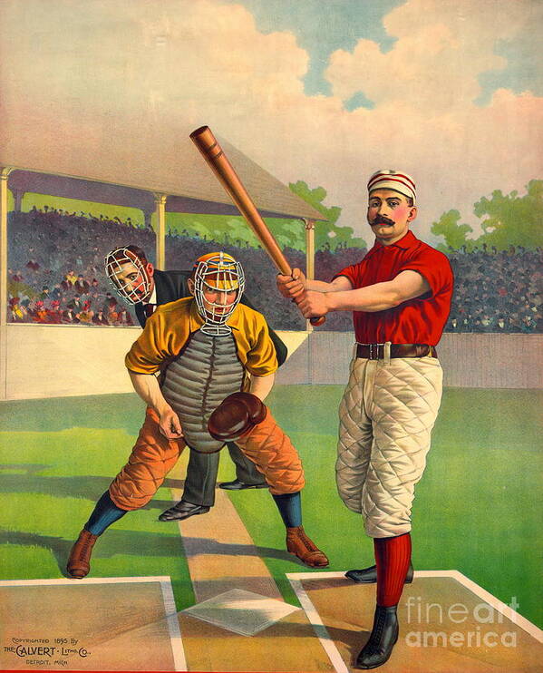 Batter-up 1895 Poster featuring the photograph Batter Up 1895 by Padre Art