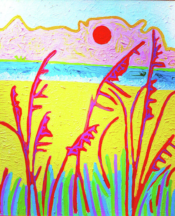 Painting With Thick Paint. Poster featuring the painting Beach Grasses by Rod Whyte