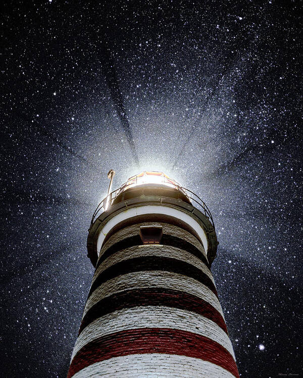 Lighthouse Poster featuring the photograph Beacon In The Night West Quoddy Head Lighthouse by Marty Saccone