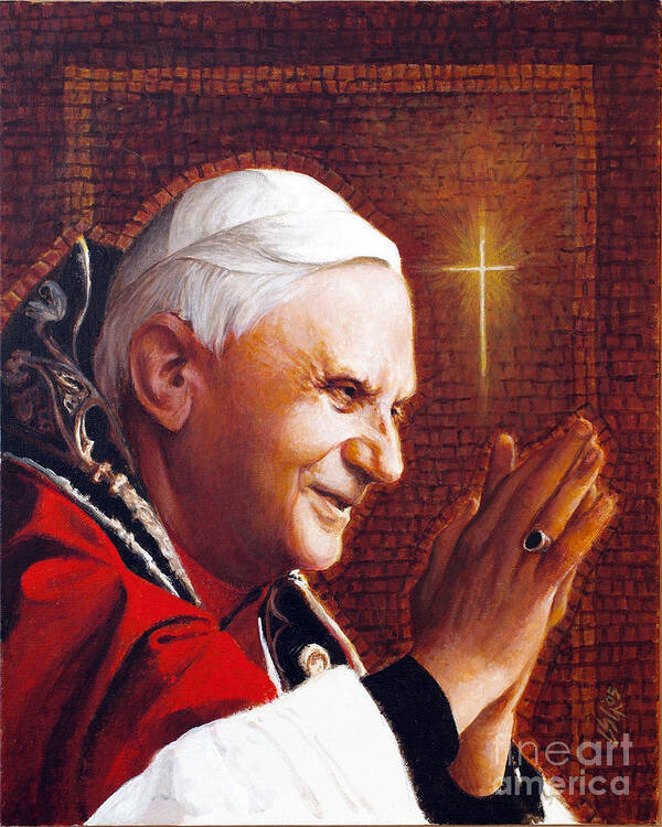 Benedict Xvi Poster featuring the painting Benedict XVI - LGBEN by Louis Glanzman