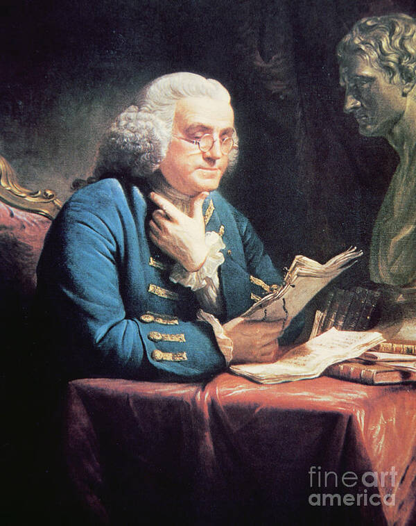 Franklin Poster featuring the painting Benjamin Franklin by American School