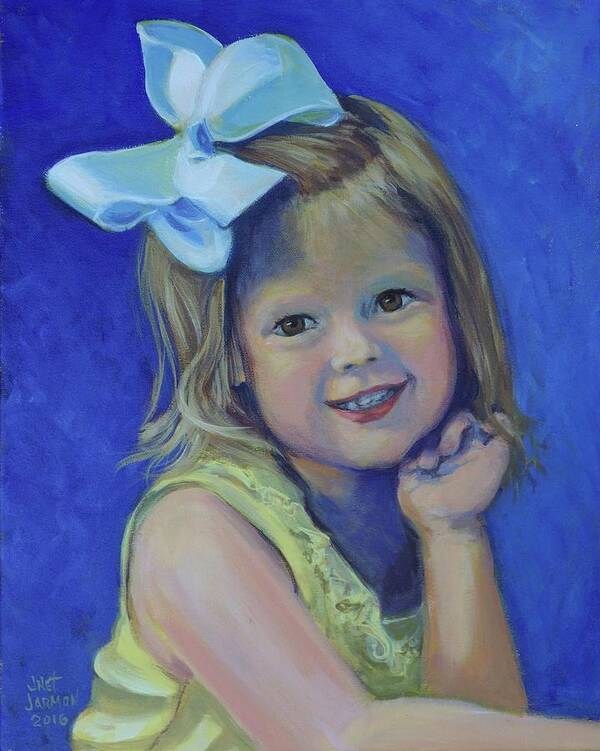 Child Poster featuring the painting Big Bow Little Girl by Jeanette Jarmon