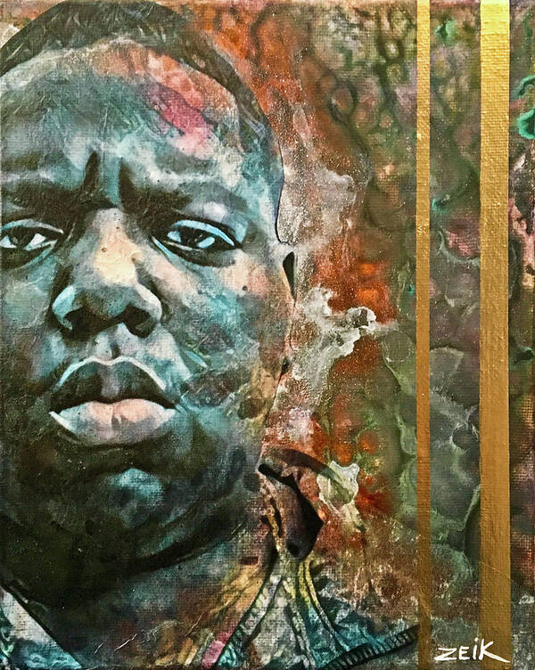 Biggie Poster featuring the painting Biggie - Stick And Move by Bobby Zeik