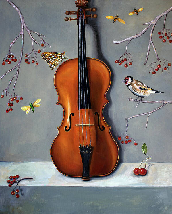 Violin Poster featuring the painting Bird Song by Leah Saulnier The Painting Maniac