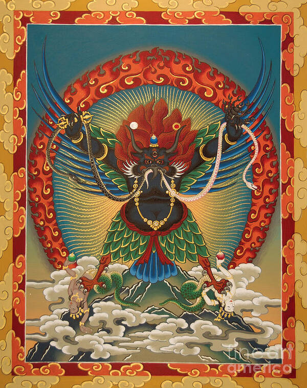 Tsasum Poster featuring the painting Black Garuda - Tsasum Tersar by Sergey Noskov