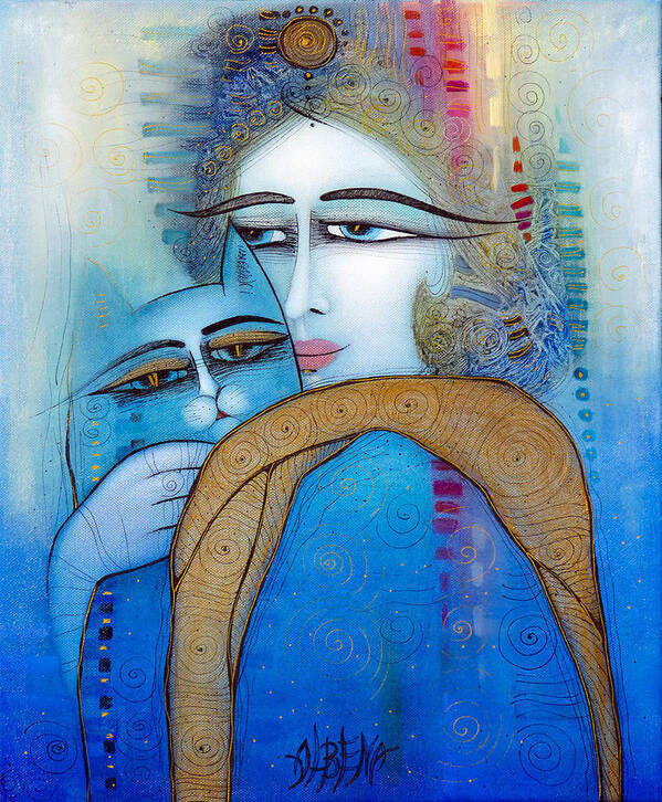 Albena Poster featuring the painting Blue Cat by Albena Vatcheva