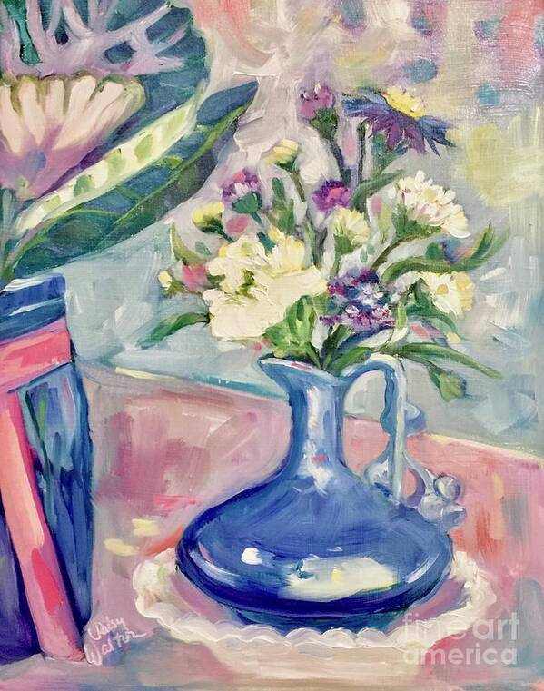 Blue Vase Poster featuring the painting Blue Vase by Patsy Walton