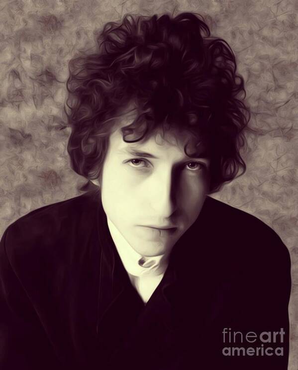 Bob Poster featuring the digital art Bob Dylan, Music Legend by Esoterica Art Agency