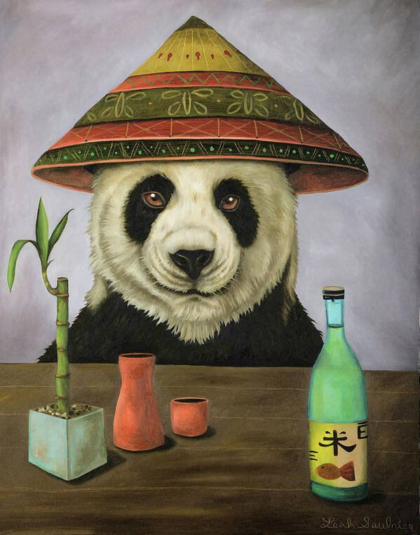 Panda Poster featuring the painting Boozer 4 by Leah Saulnier The Painting Maniac
