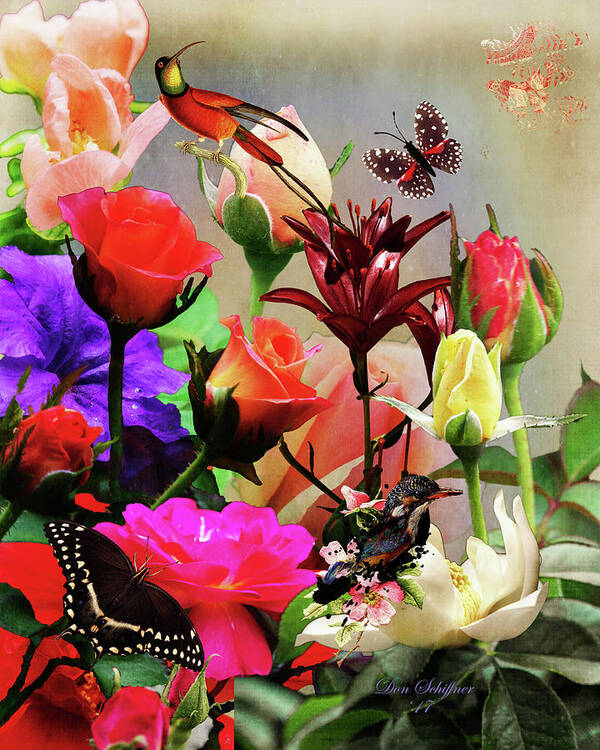 Flowers Poster featuring the digital art Bouquet by Don Schiffner
