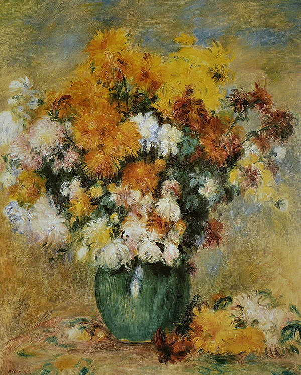 French Art Poster featuring the painting Bouquet of Chrysanthemums by Auguste Renoir