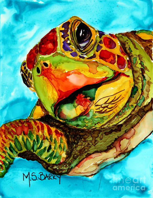 Turtle Poster featuring the painting Brock by Maria Barry