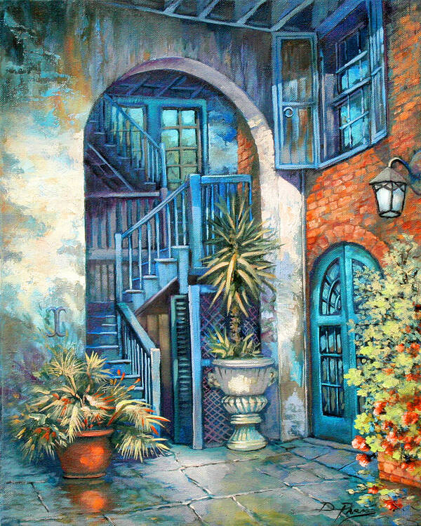 New Orleans Art Poster featuring the painting Brulatour Courtyard by Dianne Parks