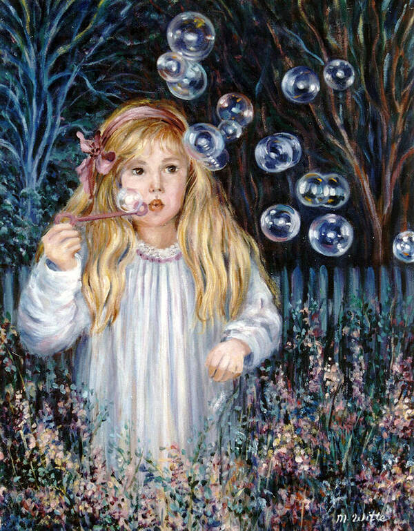 Children Poster featuring the painting Bubbles by Marie Witte