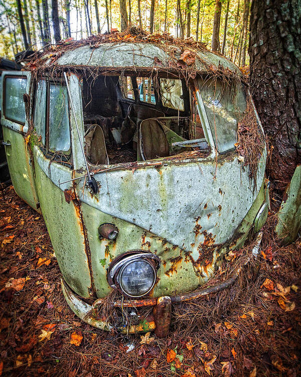 Vw Poster featuring the photograph Bus Stopped by Alan Raasch