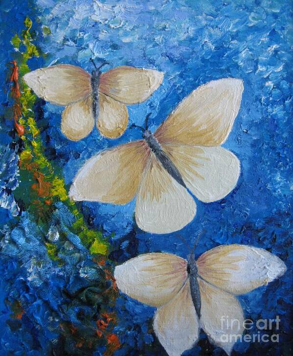 Mixed Poster featuring the painting Butterfly in blue 4 by Stella Velka